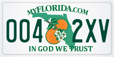 FL license plate 0042XV
