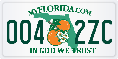 FL license plate 0042ZC