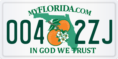 FL license plate 0042ZJ