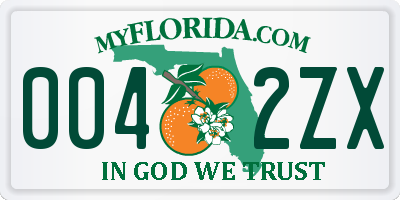 FL license plate 0042ZX
