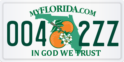 FL license plate 0042ZZ