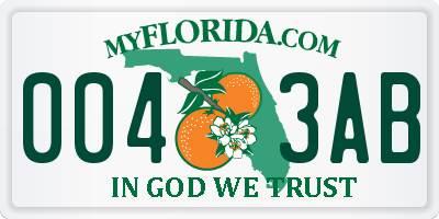 FL license plate 0043AB
