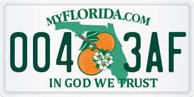 FL license plate 0043AF
