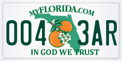FL license plate 0043AR