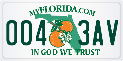 FL license plate 0043AV