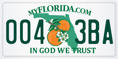 FL license plate 0043BA