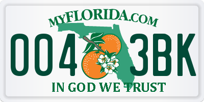 FL license plate 0043BK