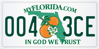 FL license plate 0043CE