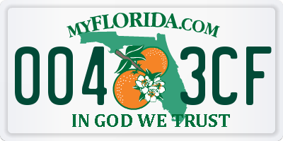 FL license plate 0043CF