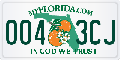 FL license plate 0043CJ