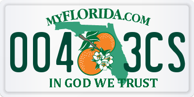 FL license plate 0043CS