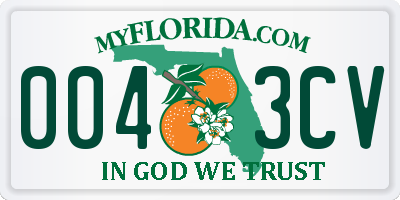 FL license plate 0043CV