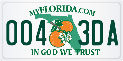 FL license plate 0043DA