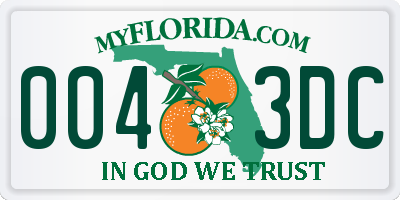FL license plate 0043DC