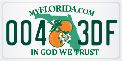 FL license plate 0043DF