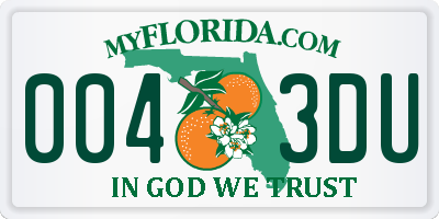 FL license plate 0043DU