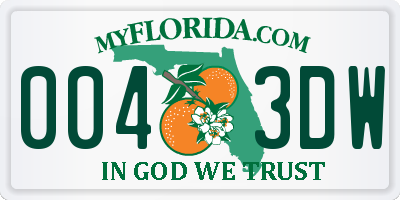 FL license plate 0043DW