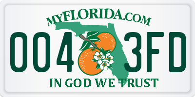 FL license plate 0043FD