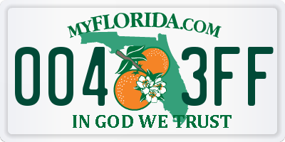 FL license plate 0043FF