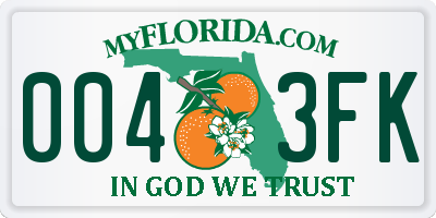 FL license plate 0043FK