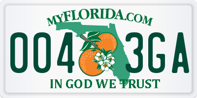FL license plate 0043GA