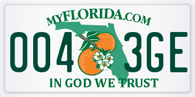 FL license plate 0043GE