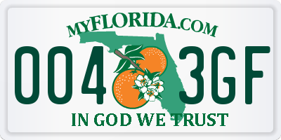 FL license plate 0043GF