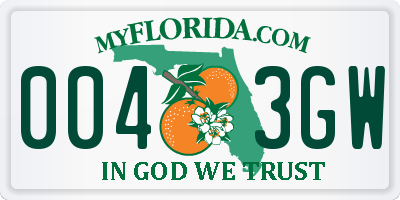 FL license plate 0043GW