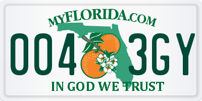 FL license plate 0043GY