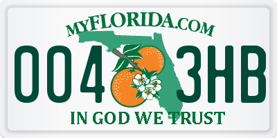 FL license plate 0043HB