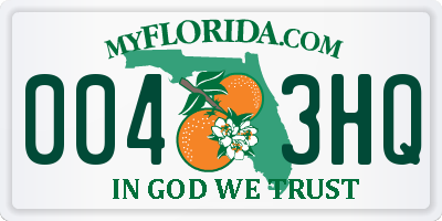 FL license plate 0043HQ
