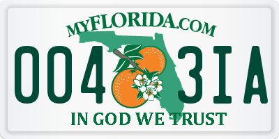 FL license plate 0043IA