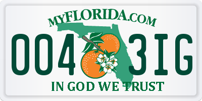 FL license plate 0043IG