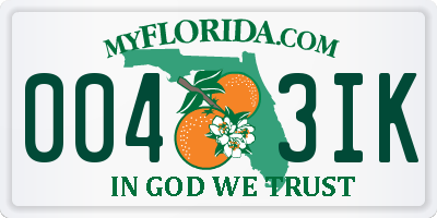 FL license plate 0043IK