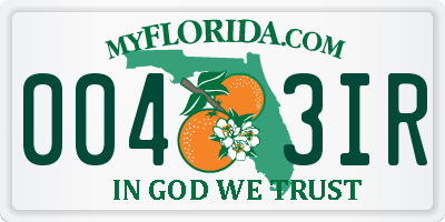 FL license plate 0043IR