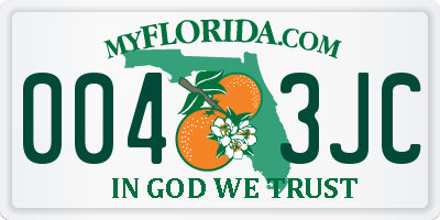 FL license plate 0043JC