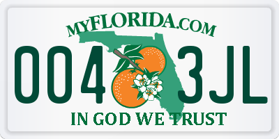 FL license plate 0043JL