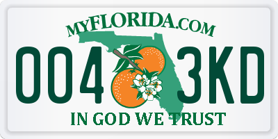 FL license plate 0043KD