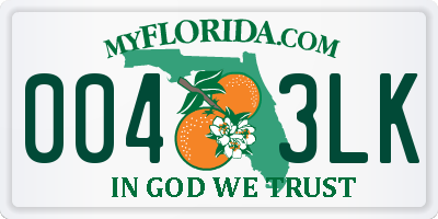FL license plate 0043LK