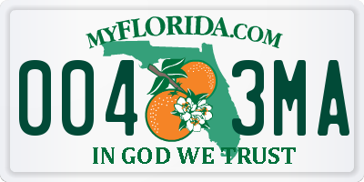 FL license plate 0043MA