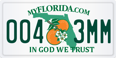 FL license plate 0043MM