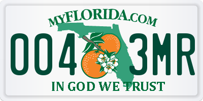 FL license plate 0043MR