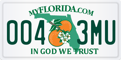 FL license plate 0043MU