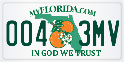 FL license plate 0043MV