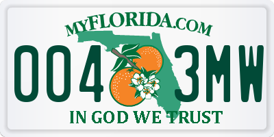 FL license plate 0043MW