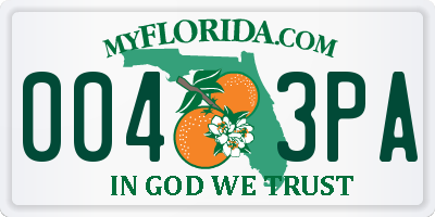 FL license plate 0043PA