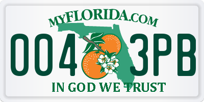 FL license plate 0043PB