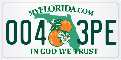 FL license plate 0043PE