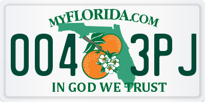 FL license plate 0043PJ