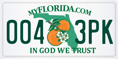 FL license plate 0043PK